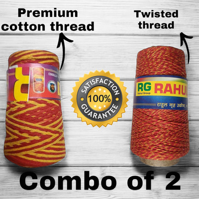 Rahul Grih Udhyog Red Yellow Thread(200 m Pack of2)