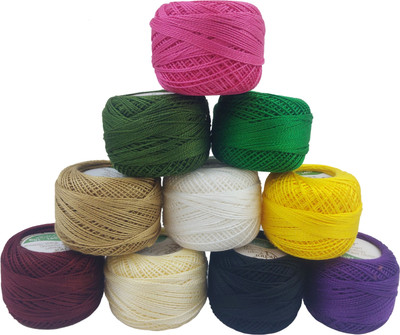 ARTPARASITE Pearl Cotton Crochet Embroidery Thread 2 Ply Balls Knitting Hand Cross Stitching Thread(80 m Pack of10)