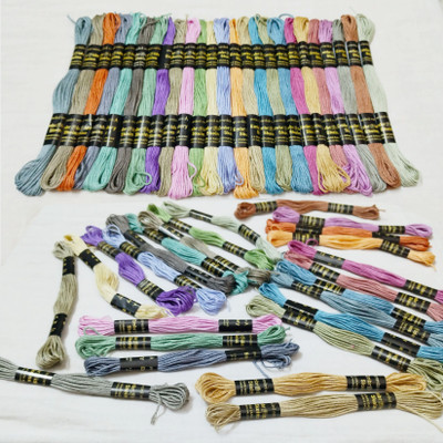 ZOOHI 50 Pcs Dull Dusty Each Color 2 Pcs Cotton Embroidery Skeins Sewing Kit Combo Thread(7.5 m Pack of50)