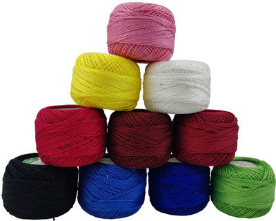 ARTPARASITE Cotton Balls Crochet Embroidery Thread Balls Size 8 Pearl Cotton 10 Grams Each Thread(80 m Pack of10)