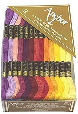 ARTPARASITE Anchor Cotton Stranded Skeins Cross Stitch Threads Kit Crafts Bracelets Floss Thread(8 m Pack of50)