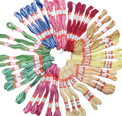 Shuttle Embroidery Thread Dual Shade J7777 Thread(8 m Pack of50)