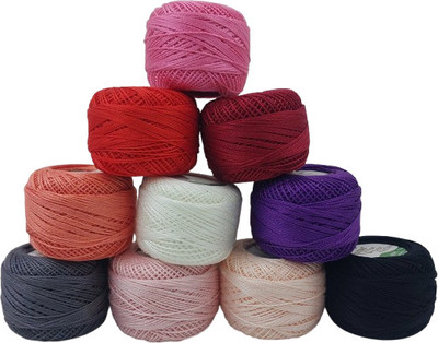 ARTPARASITE Premium Cotton Balls for Crochet & Embroidery - Size 8 Pearl Cotton Thread Balls Thread(80 m Pack of10)