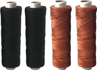 DOMICK Leather Nylon Thread (2 ply Hi Tenacity Nylon) Thick 0.60 MM, 400 Meter Rust Thread(60 m Pack of4)