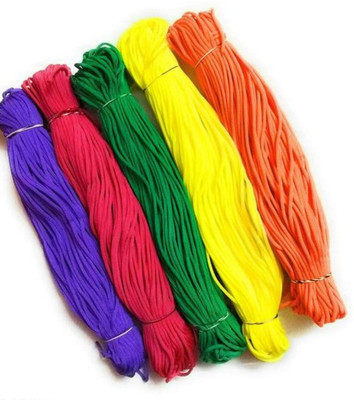 KHUSHA CREATIONS Macrame Dori 20 Metre Each :Total 100 metre, Purple,Red,Green,Yellow,Orange Thread(20 m Pack of5)
