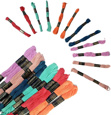 Aakriti Embroidery Skeins Mixed Colors Cross Floss Stitch Thread, Rainbow Color Thread(7 m Pack of12)