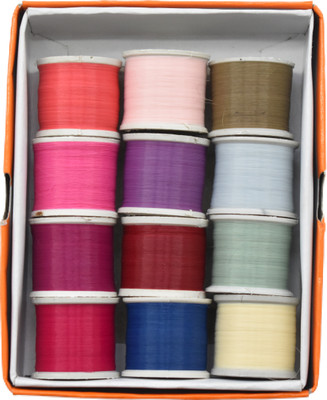 Hunny - Bunch Nylon Thread For Beading, Quilting, Embroidery & More(1 Box - 12 Pcs)(Shade-MIX) Thread(10000 m Pack of12)