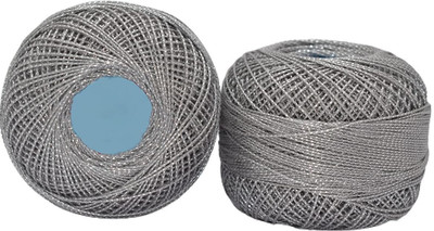 Jully Metallic Crochet Mercerised Cotton Shining Thread/Yarn Ball(Shade - M-002) Thread(500 m Pack of10)