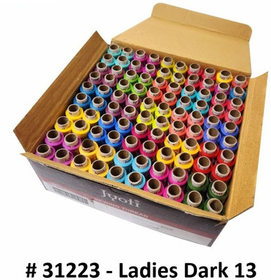 Jyoti Sewing Thread Polyester, 2 Ply/52 Count, Lubrication Dhaga, Ladies Dark 13, Thread(180 m Pack of100)
