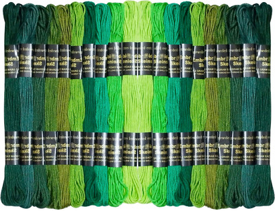 ZOOHI 50 Pcs Green family Color Cotton Embroidery Skeins Floss Sewing Kit Combo Pack Thread(7.5 m Pack of50)