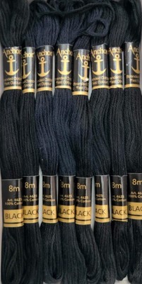 ARTPARASITE Anchor Embroidery Floss Skeins for Friendship Bracelets Cross Long Stich Black Thread(8 m Pack of10)