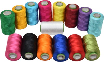 Hunny - Bunch Premium Embroidery Silk Thread for Tassels & Crafts, Shiny Spools (Multicolor) Thread(700 m Pack of15)