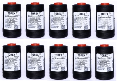 TOREX 3 Ply Jeans Stitching Thread for Sewing Machine 30S/3 BLACK Thread(2000 m Pack of10)
