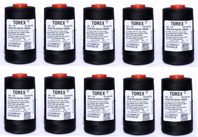 TOREX 3 Ply Jeans Stitching Thread for Sewing Machine 30S/3 BLACK Thread(2000 m Pack of10)