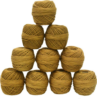 Embroiderymaterial Thick Crochet Cotton Dark Mustard Colour Thread, 10 Rolls, Size-12 Thread(55 m Pack of10)