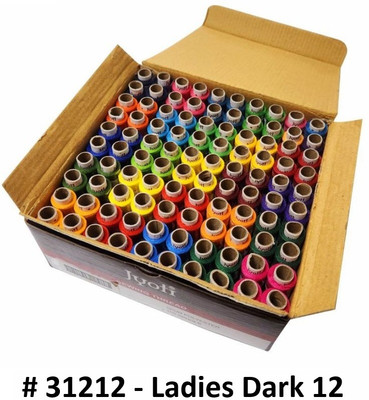 Jyoti Sewing Thread Polyester, 2 Ply/52 Count, Lubrication Dhaga, Ladies Dark 12, Thread(180 m Pack of100)