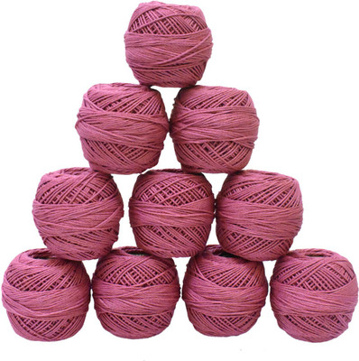 Embroiderymaterial Thick Crochet Cotton Coral Colour Thread, 10 Rolls, Size-12 Thread(55 m Pack of10)