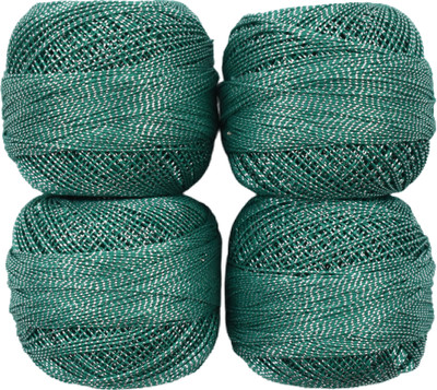 Hunny - Bunch Metallic Crochet Mercerised Cotton Shining Thread/Yarn Ball (Shade : 1524) Thread(100 m Pack of4)