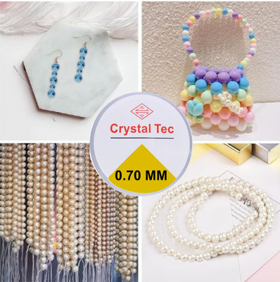 DOMICK Crystal String Bead Cord for Beading Jewellery Making 0.70M 40M, 1P SCISOR Thread(0.7 m Pack of4)