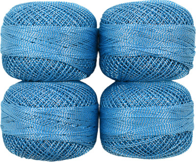 Hunny - Bunch Metallic Crochet Mercerised Cotton Shining Thread/Yarn Ball (Shade : 1410) Thread(100 m Pack of4)