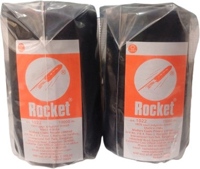 Coats COATS ROCKET 10,000 MTR THREAD | 2 PLY THREAD | 2 CONES | BLACK COLOUR Thread(10000 m Pack of2)