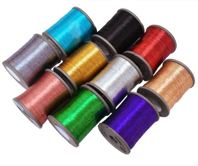 Embroiderymaterial Multicolor Jewellery Making, Craft and Embroidery Purpose Zari Thread(1000 m Pack of10)