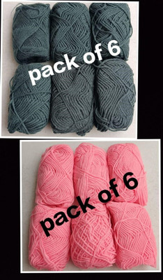 JOEJOE Grey - 6 & Baby Pink - 6 Thread(100 m Pack of12)