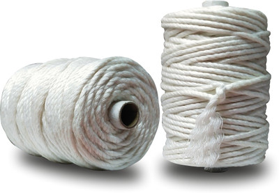 Madari Joker 3Ply Twisted Oragnic Cotton Macrame 4MM Cord for DIY Projects Off White Thread(50 m Pack of2)
