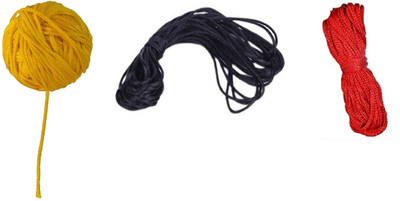 LightZone Slik Dhaga, Yellow, Red & Black Thread, Nazar Dhaga Three in One Combo 10 Mtr Thread(10 m Pack of2)