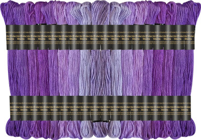 DOMICK Embroidery Thread Floss Skeins 7.5 Meter 6 Ply, 10 Color 50 pcs Voilet shade Thread(7.5 m Pack of50)