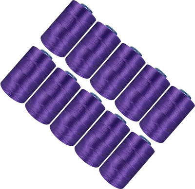 DOMICK Poly Silk Embroidery Threads, Tassel Luster, Jewellery Making Project Voilet Thread(900 m Pack of10)
