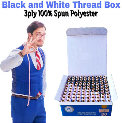 DEALDASH Black, White Thread(150 m Pack of100)