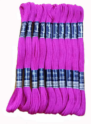 ANCHOR Cross Stich/Long Stich Embroidery Cotton Threads Pink, Pack of 10, 8 Mt Each Skeins Thread(8 m Pack of15)
