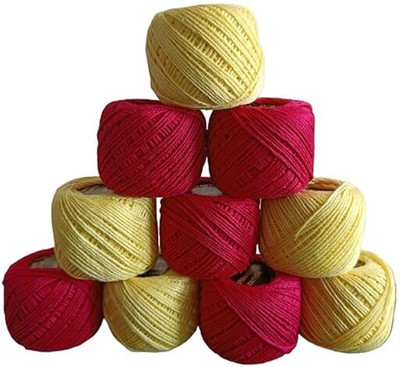 Lipsa Enterprise Light Yellow + Rani Pink Thread(30 m Pack of10)