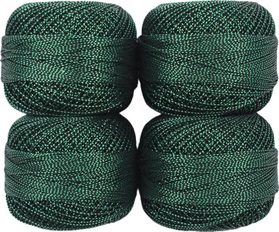 Hunny - Bunch Metallic Crochet Mercerised Cotton Shining Thread/Yarn Ball (Shade : 7002) Thread(100 m Pack of4)