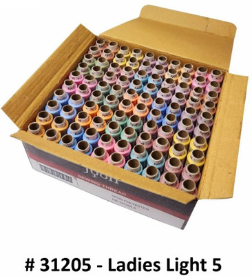 Jyoti Sewing Thread Polyester, 2 Ply/52 Count, Lubrication Dhaga, Ladies Light 5, Thread(180 m Pack of100)