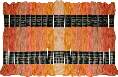 DOMICK Embroidery Thread Floss Skeins 7.5 Meter 6 Ply, 25 color 50 pcs Peach shade Thread(7.5 m Pack of50)