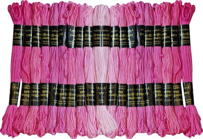 DOMICK Embroidery Thread Floss Skeins 7.5 Meter 6 Ply, 10 Color 50 pcs Baby Pink shade Thread(7.5 m Pack of50)