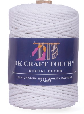 Dk Craft Touch Pure White 3 mm (100m) Twisted Macrame Cotton Thread/Cord Roll For Craft Work