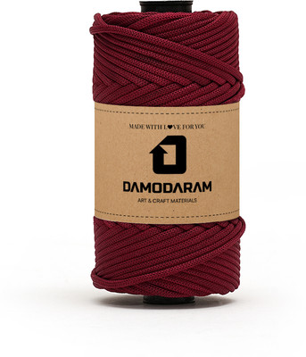 DAMODARAM 3mm PP Macrame Thread Cord Dori For Art Craft & DIY Projects (50 MTR, Maroon) Thread(50 m Pack of1)