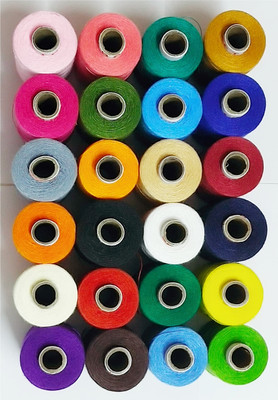ANWALA MARKA 2 Ply Sewing Thread, 24 Colours, Each Color 1 Pcs Thread(800 m Pack of24)