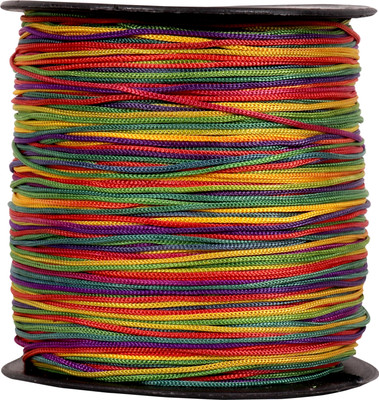 DAMODARAM 1 MM Thickness Nylon Macrame Thread Cord Gop Dori for Jewellery Making, Bags, Purse and Many Other DIY Crafts (Weight : 200 Gram | Length : 400 Meter | Colour : Multi Rainbow ) Thread(400 m Pack of1)