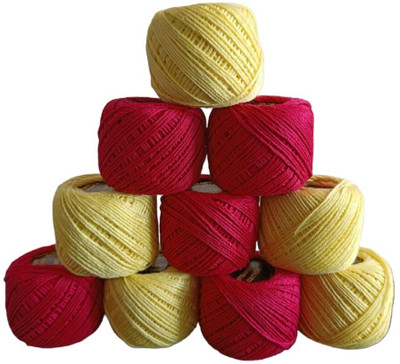 SHOPOBOX LIGHT YELLOW+RANI PINK Thread(30 m Pack of10)