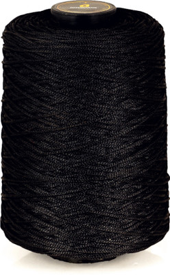 DAMODARAM 1mm Nylon Knitted Macrame Thread Cord/Dori for Art Craft & DIY Projects (Black) Thread(500 m Pack of1)