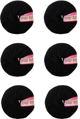 ARTPARASITE Vardhman Baby Soft Thin 4ply Knitting Wool Ball 25 Gram Each yarn Hand Black Thread(87 m Pack of6)