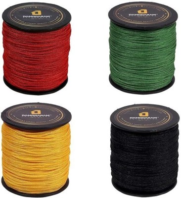 DAMODARAM Red, Green, Mango Yellow, Black Thread(100 m Pack of4)