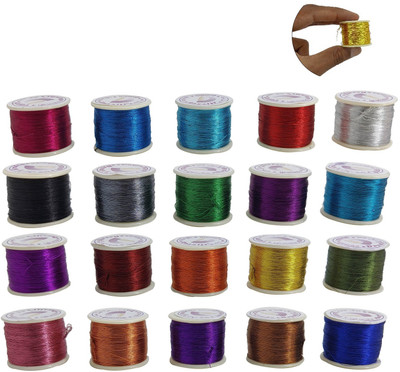 AUMNI CRAFTS (20 Colors, Approx 24 Meters Each Roll) For Aari Work Embroidery Sewing Garment Thread(24 m Pack of20)