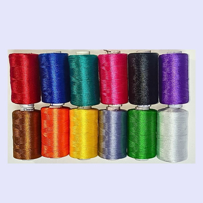 mangla handicraftaza Multicolour Thread(1100 m Pack of12)