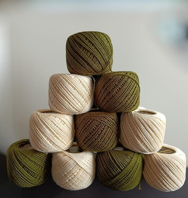 Lipsa Enterprise Mendi Green + Cream Thread(30 m Pack of10)