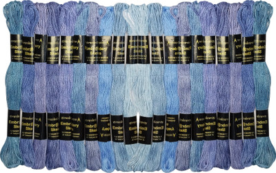 DOMICK Embroidery Thread Floss Skeins 7.5 Meter 6 Ply, 25 color 50 pcs Sky shade Thread(7.5 m Pack of50)